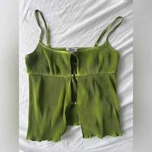 Princess Polly Green Pleated Top